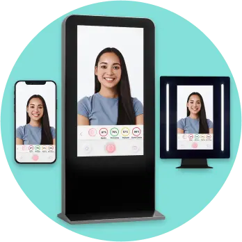 AI skin analysis of Orbo can be integrated into a mobile app, digital kiosk and smart mirror